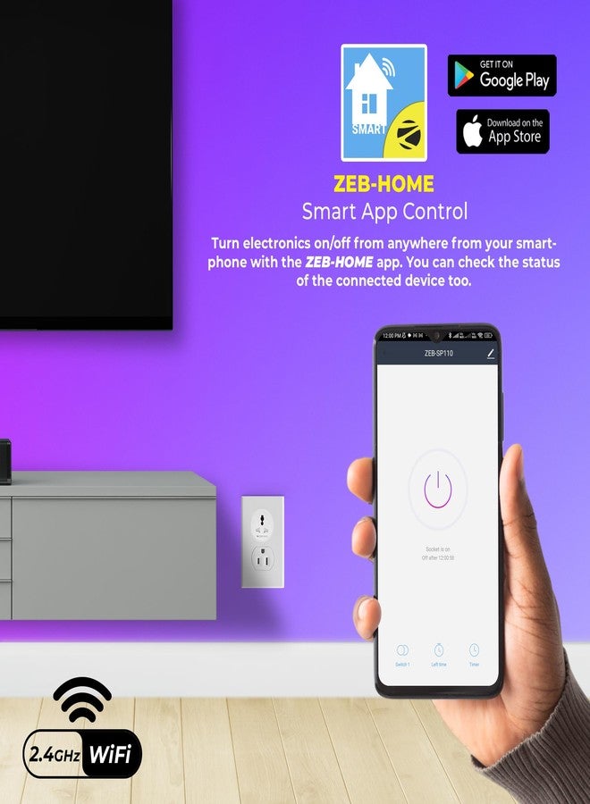 Zebronics ZEB-SP110, Smart Wi-Fi Plug Compatible with Google Assistant & Alexa, Supports Upto 10A and Comes with a Dedicated APP That Features Scheduled Control. - Image 4